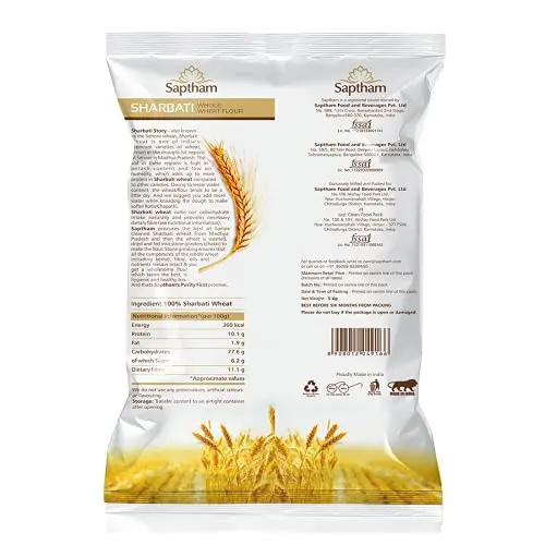 2.Saptham Sharbati Whole Wheat Flour Stone Milled Chakki Atta (5kg).webp